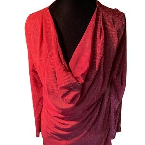 Cable & Gauge Red Cowl Neck Sweater